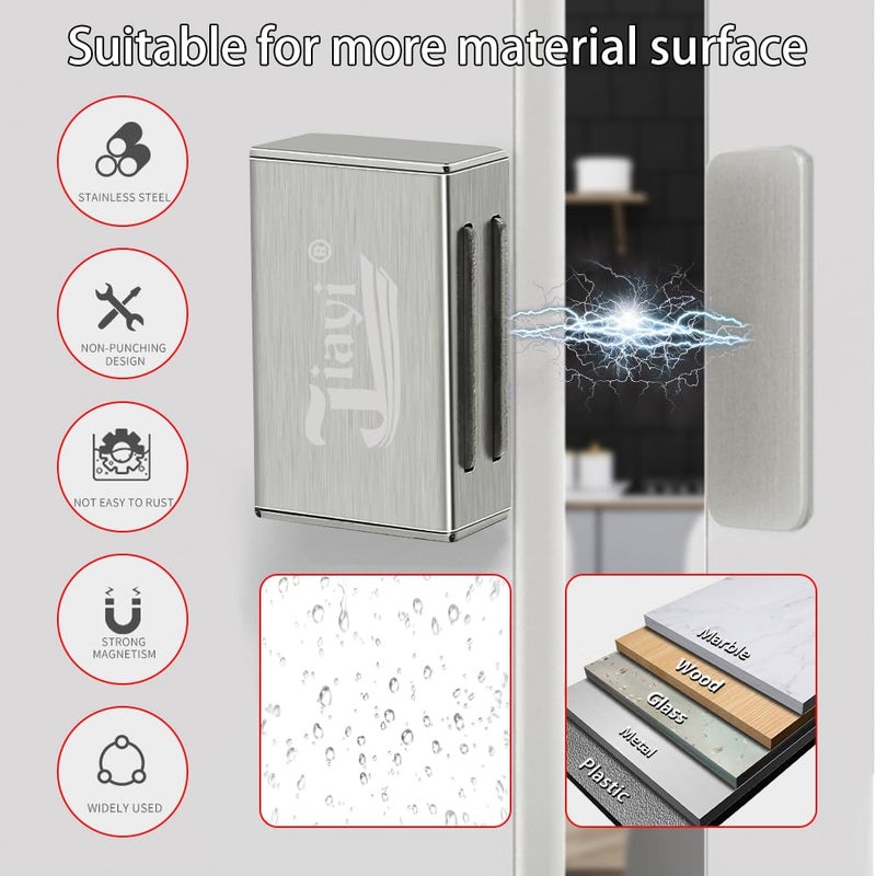 Jiayi Magnetic Cabinet Catches Adhesive Jiayi 4 Pack Cabinet Magnetic Latch Cabinet Door Magnet Stainless Steel Kitchen Magnetic Door Latch for Cupboard Magnetic Closure Closet Door Closing for Drawer - Image 2